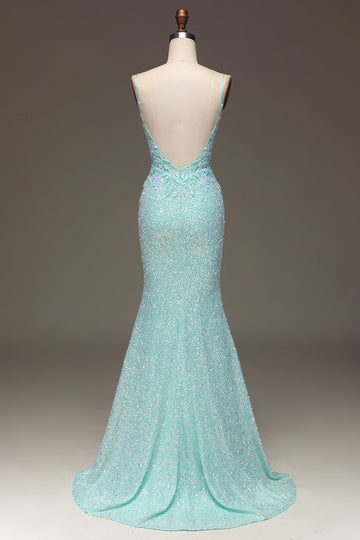 Sequins Sparkly Mermaid Ball Dress with Slit